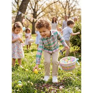 NEW Janie and Jack Kids Toddler 4/5 Madras Button Doen Shirt